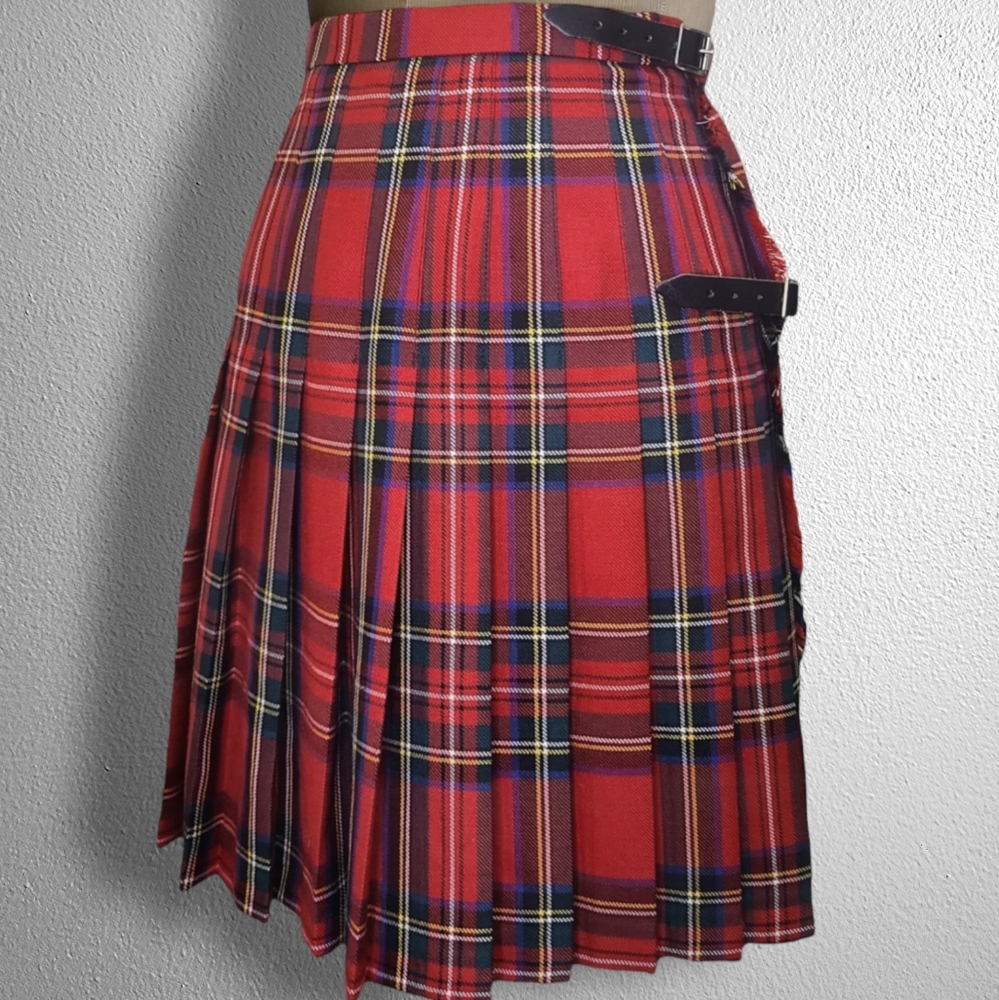 Authentic Highland House of Fraser Wool Red Plaid Mini Skirt Kilt